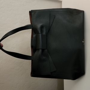 Kate spade black leather bow tote